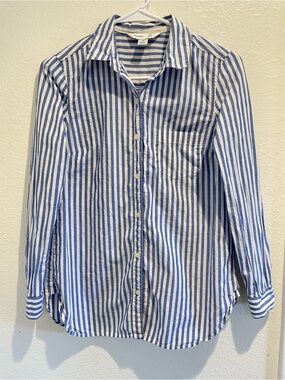 ✨☀️ Old Navy Striped Button Down Tunic Blouse XS Blue/White Coastal Chic ⚓️💙